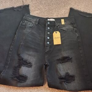 NWT Vibrant denim size 11 ripped wide leg jean